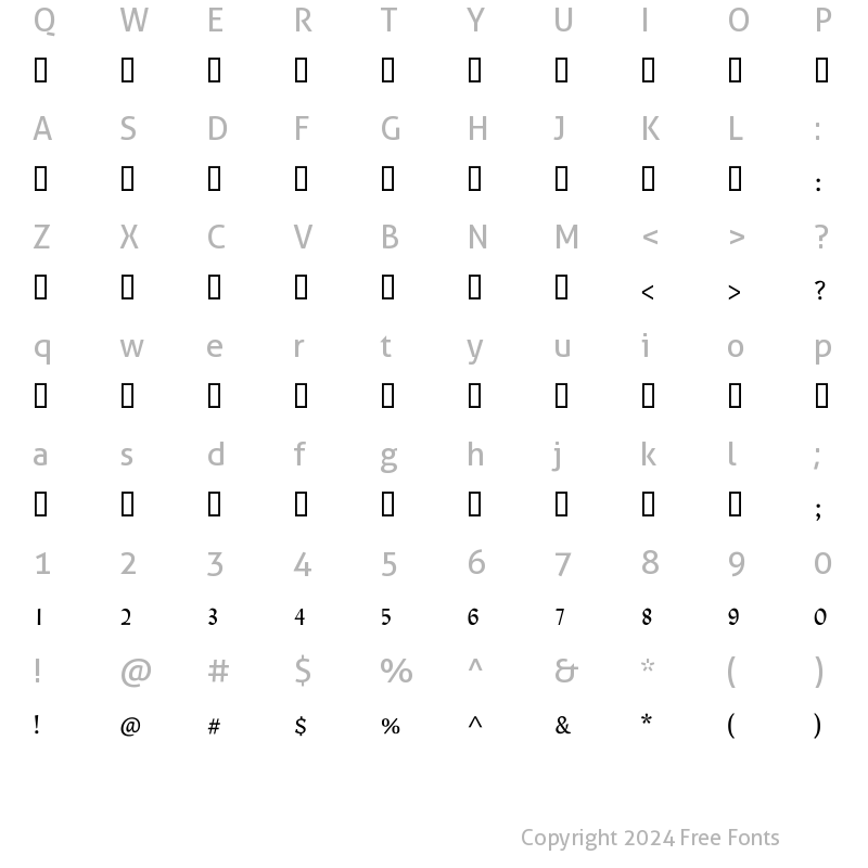 Character Map of HSN Omar Regular