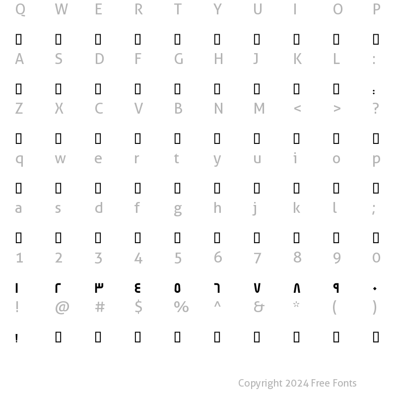 Character Map of HSN Razan Bold