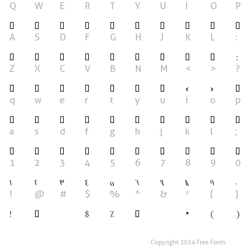 Character Map of HSN Sara normal