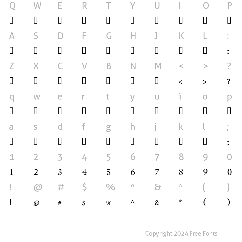 Character Map of HSN Shahd Bold Bold