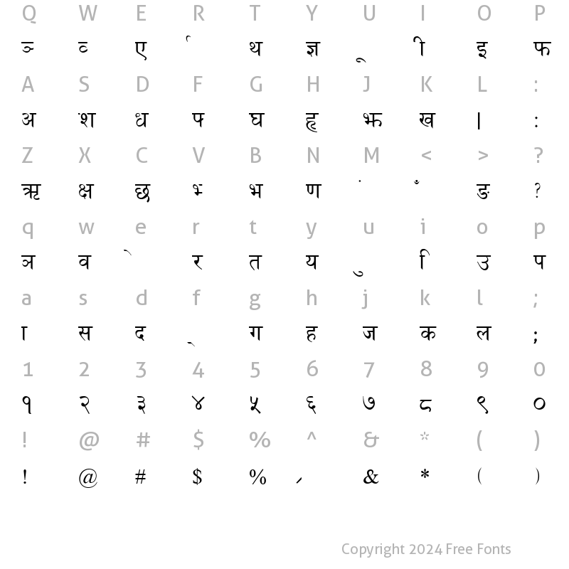 Character Map of HTPK_Phon Regular