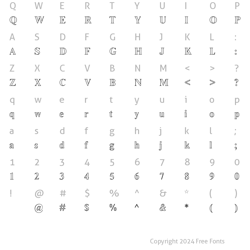 Character Map of HtWang SuperMing-HollowCurve Regular