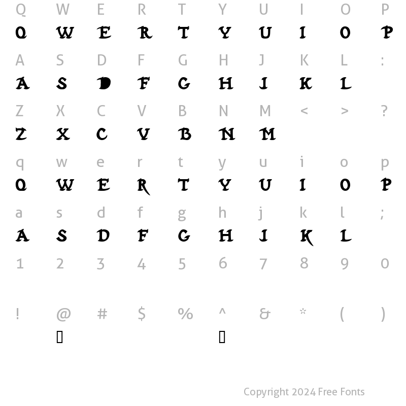 Character Map of Hubbard Demo Regular