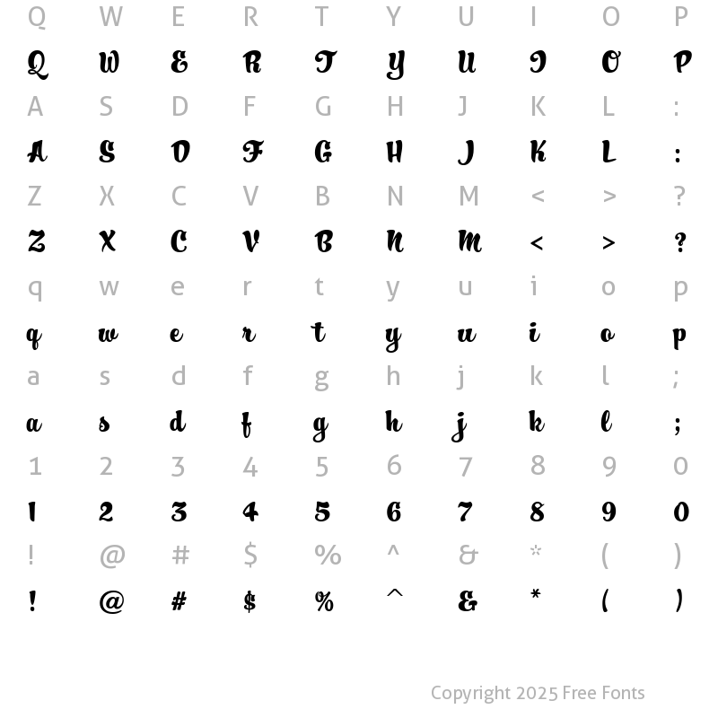 Character Map of Hucklebuck JF Regular