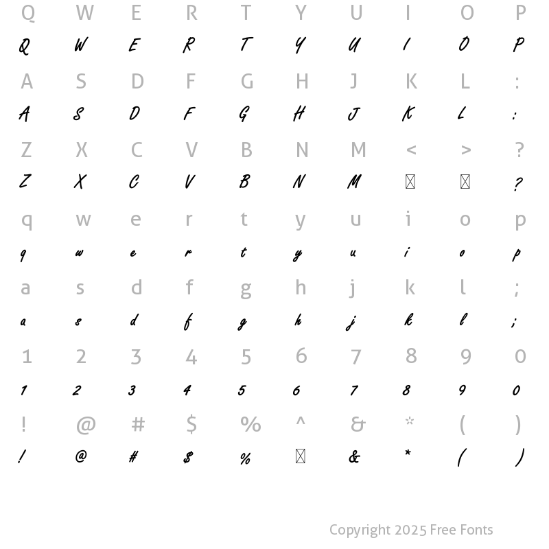 Character Map of Huf Regular