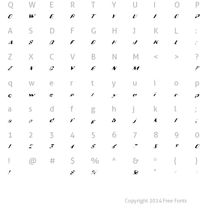 Character Map of Hugenick Regular