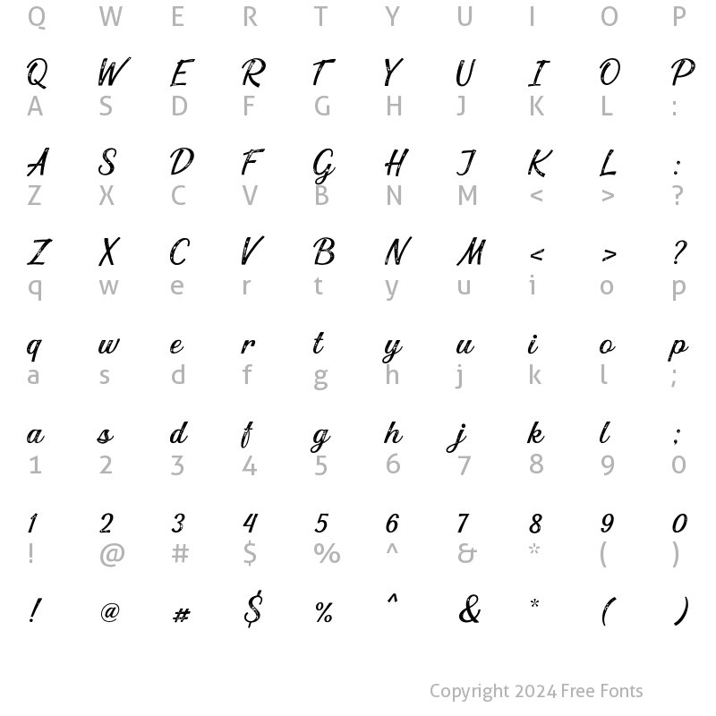 Character Map of Hughes Pressed