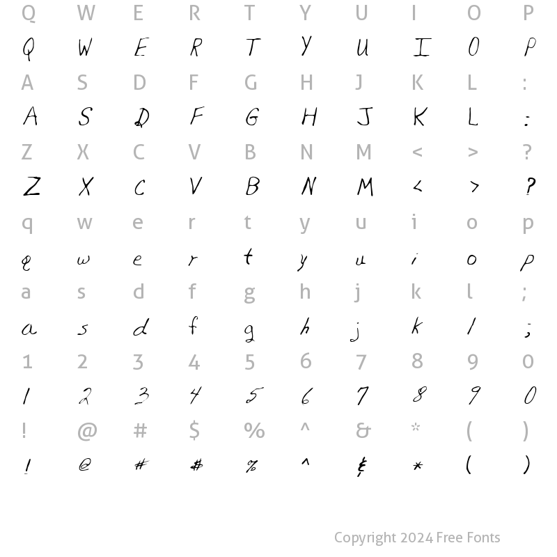 Character Map of Hughes Regular