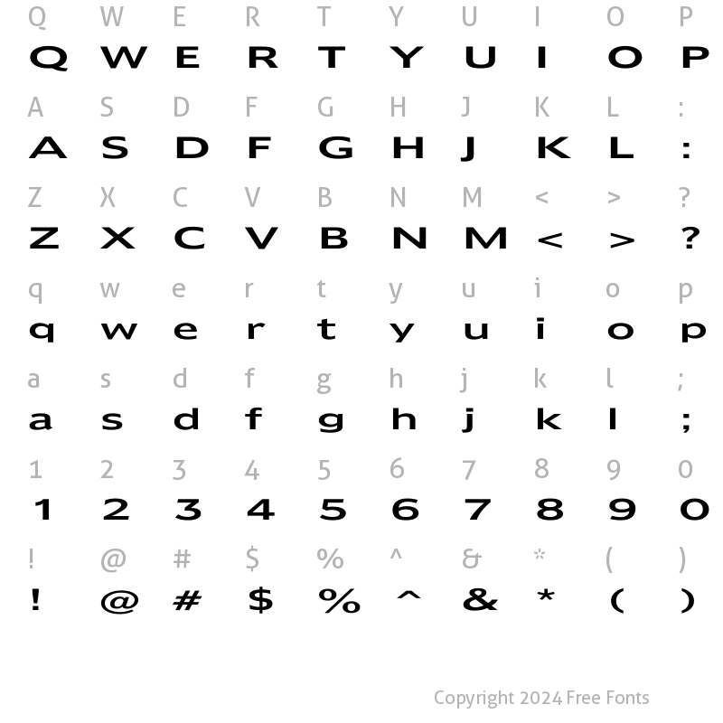 Character Map of Humana Ex Regular