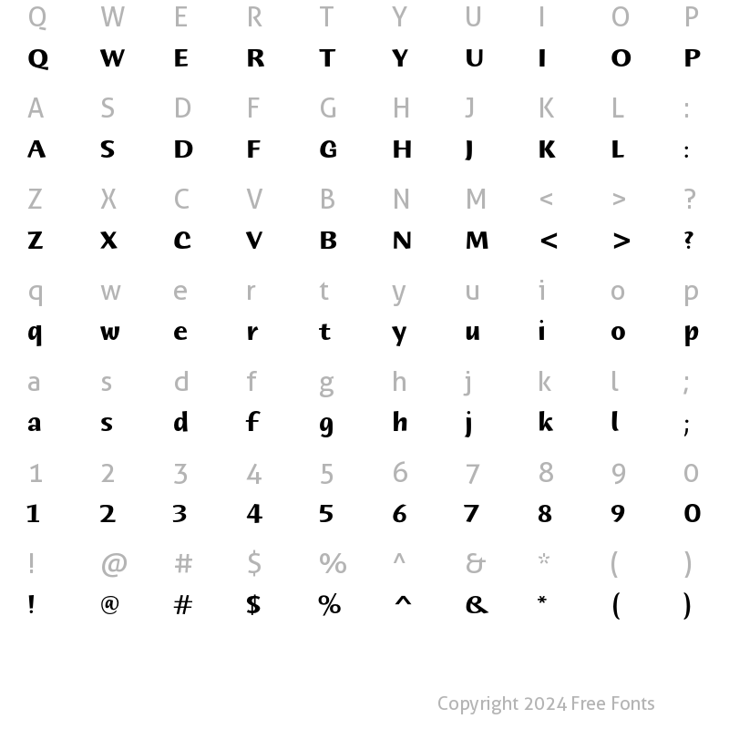 Character Map of Humana Sans ITC Std Bold