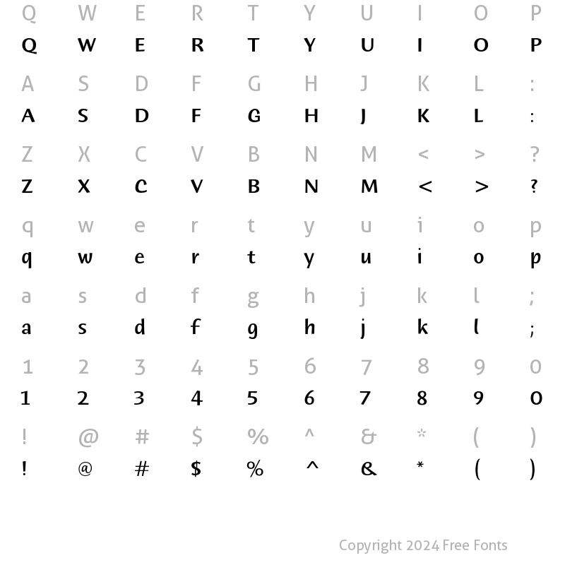 Character Map of Humana Sans ITC Std Medium