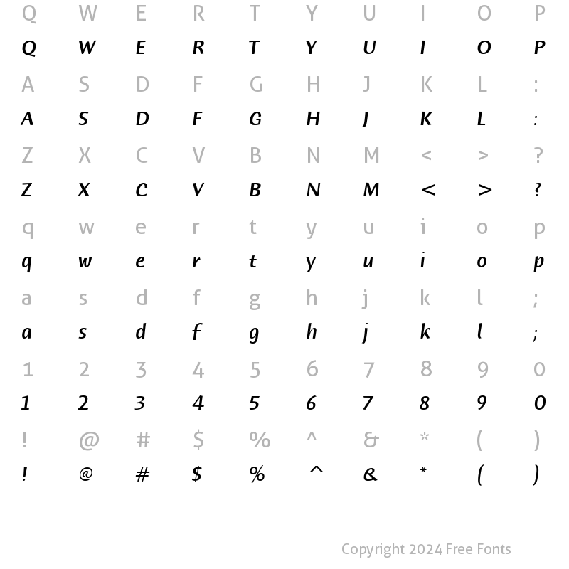 Character Map of Humana Sans Md ITC TT MediumIta