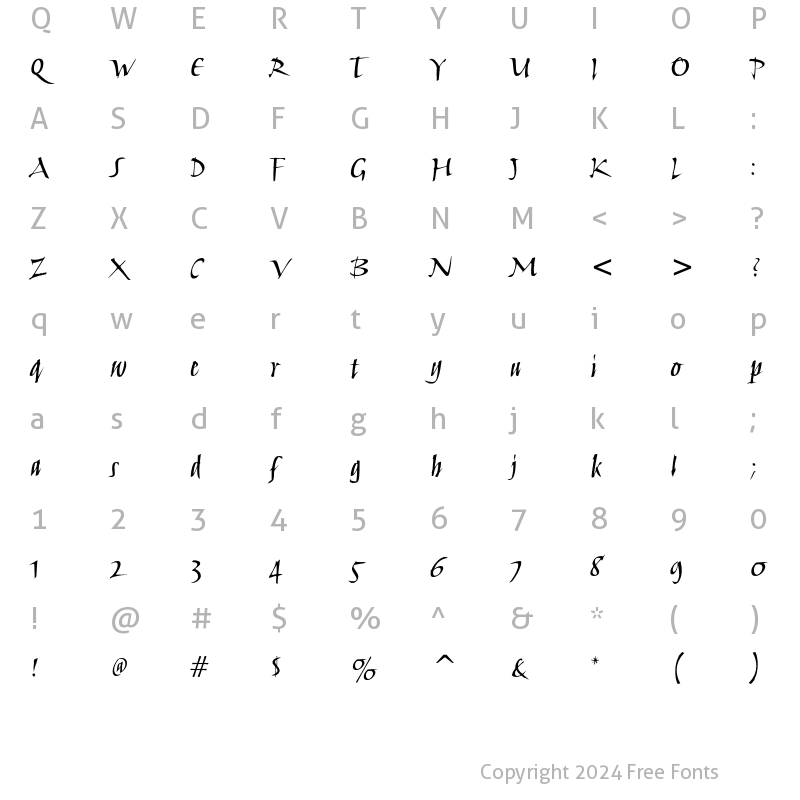 Character Map of Humana Script ITC Medium