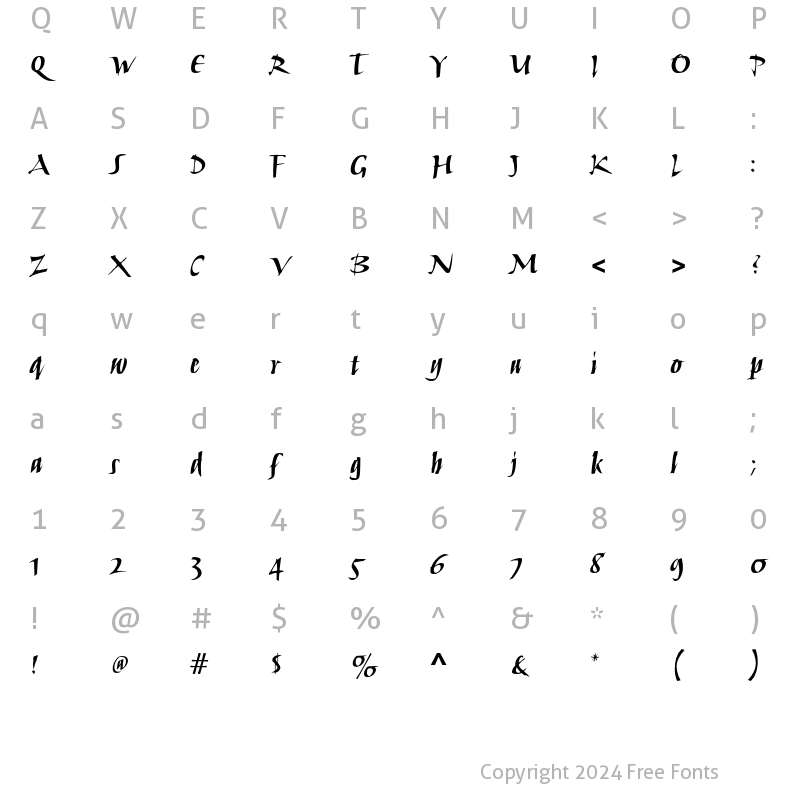 Character Map of Humana Script ITC Std Bold