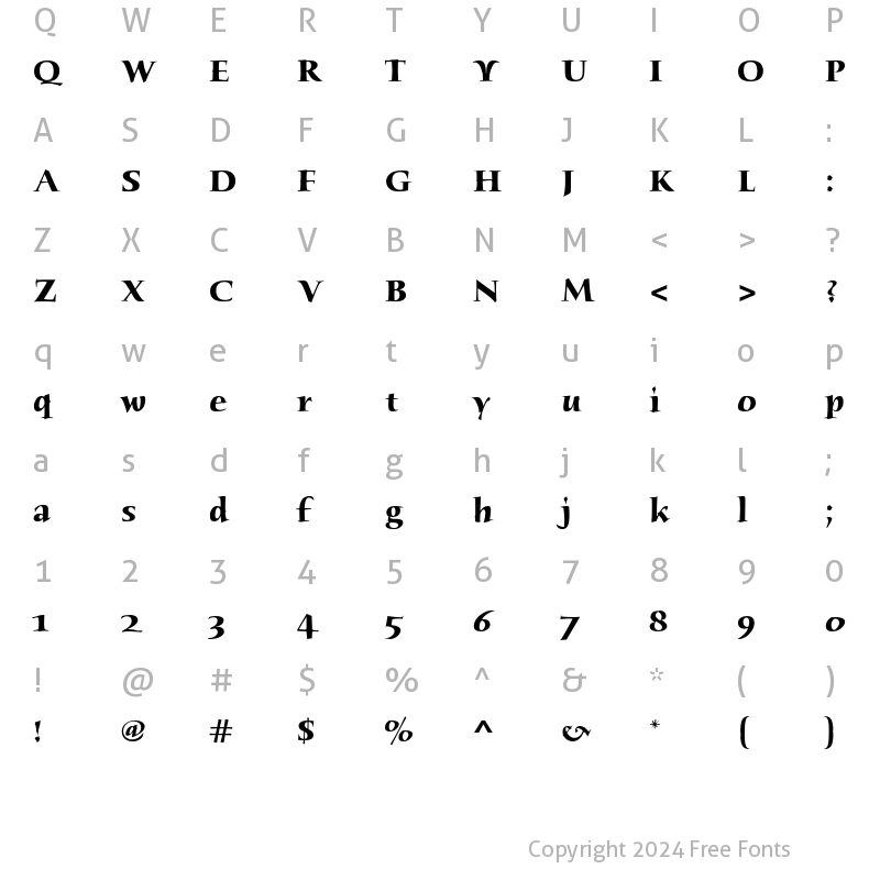 Character Map of Humana Serif ITC Std Bold