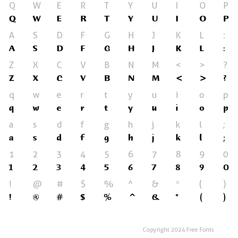 Character Map of HumanaSansITC Bold