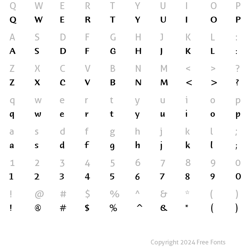 Character Map of HumanaSansITC-Medium Medium