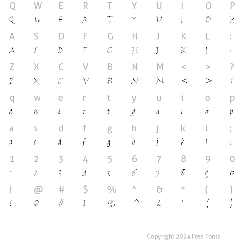 Character Map of HumanaScriptITC-Light LightItalic