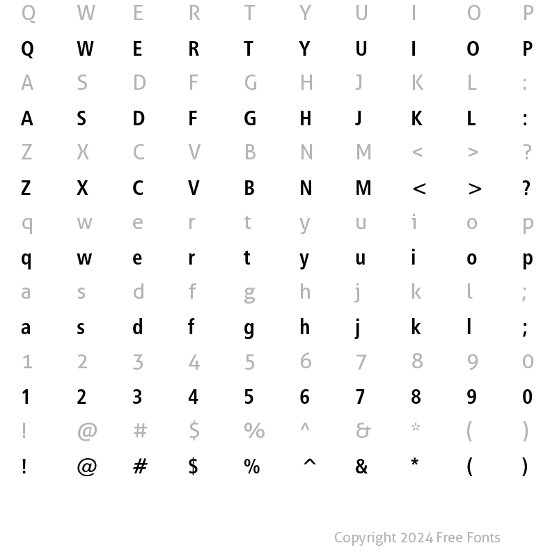 Character Map of Humanist 777 Condensed Bold