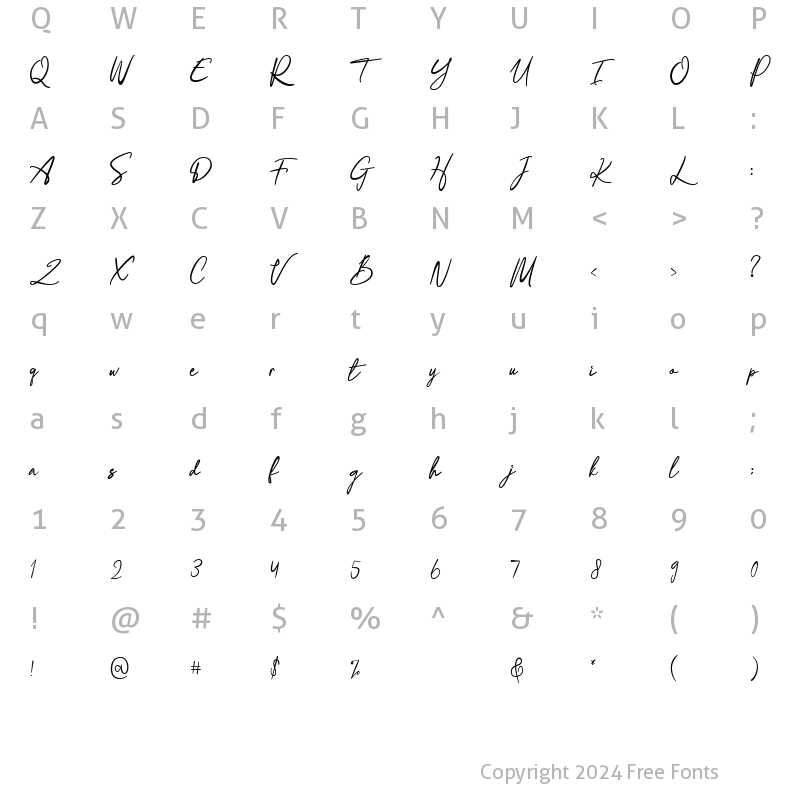 Character Map of Humanist Signature Regular