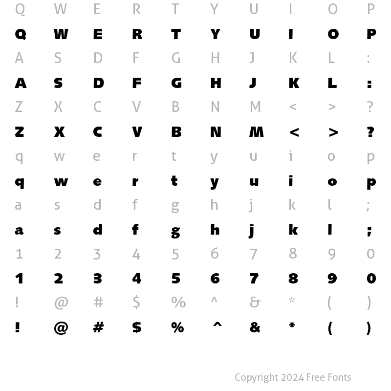 Character Map of Humanist531C UBl BT Regular