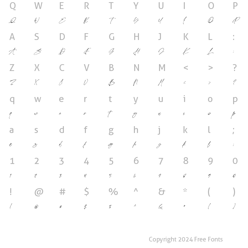 Character Map of Humanity Italic