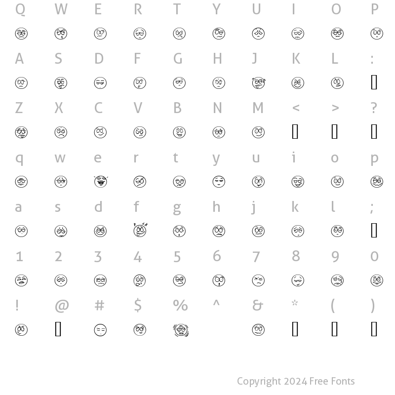 Character Map of Humeur Regular