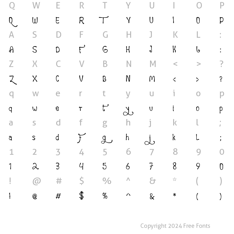 Character Map of humingbook Regular