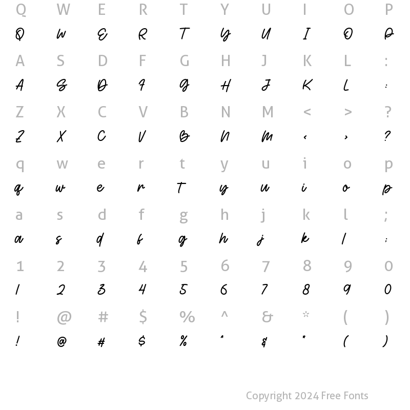 Character Map of Humming Regular