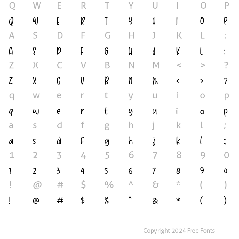 Character Map of Humpy Regular