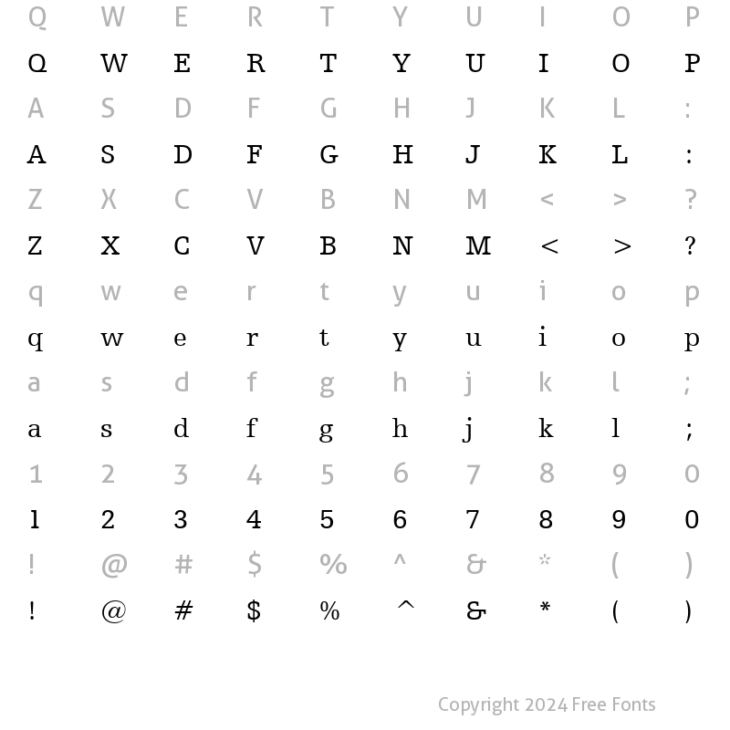 Character Map of HumstSlab712 BT Roman