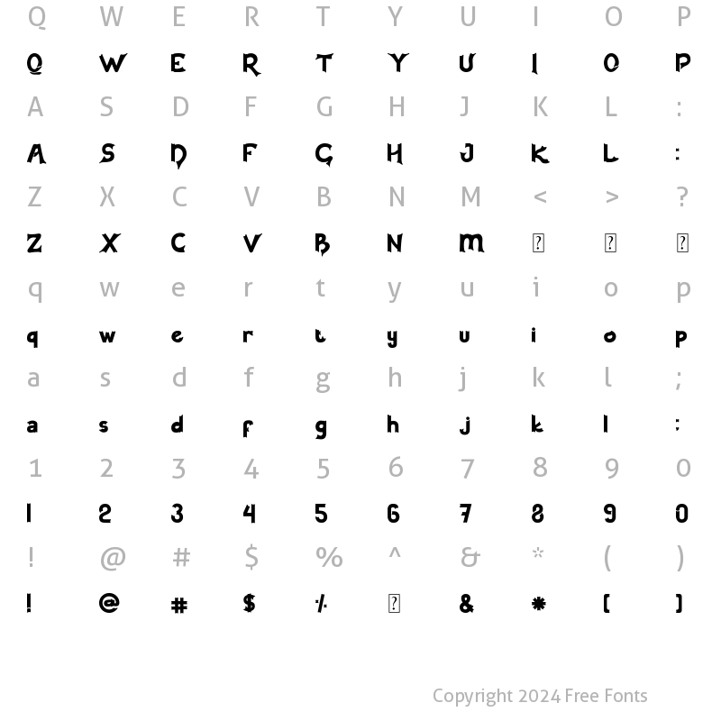 Character Map of Hunaiza Regular