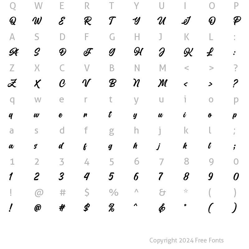 Character Map of Hundred Miracles Regular