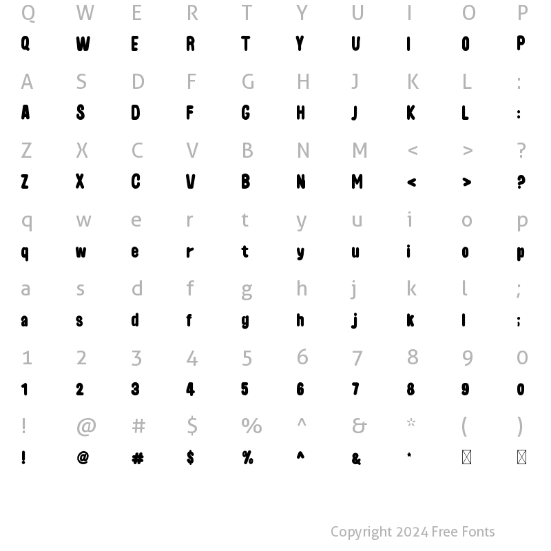 Character Map of Hungry Charlie Bold