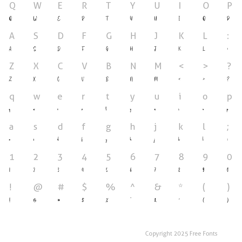 Character Map of Hunnyflash Regular