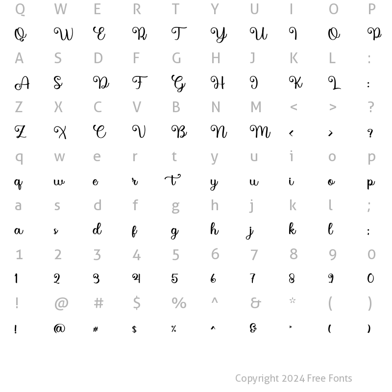 Character Map of Hunter Bee Regular