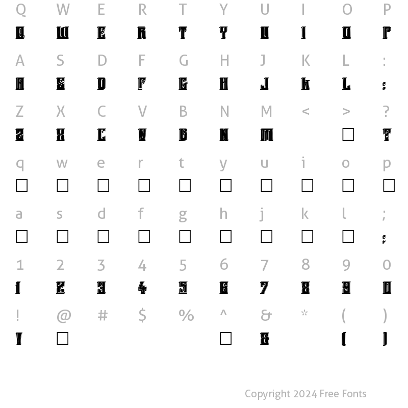 Character Map of Hunter Black Regular