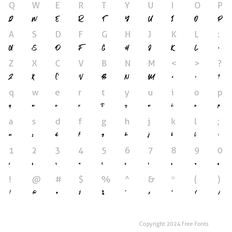 Character Map of Hunter Rising Regular