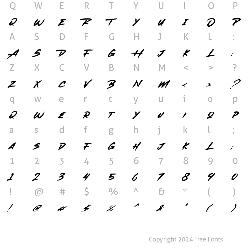 Character Map of Hunter Speed Regular