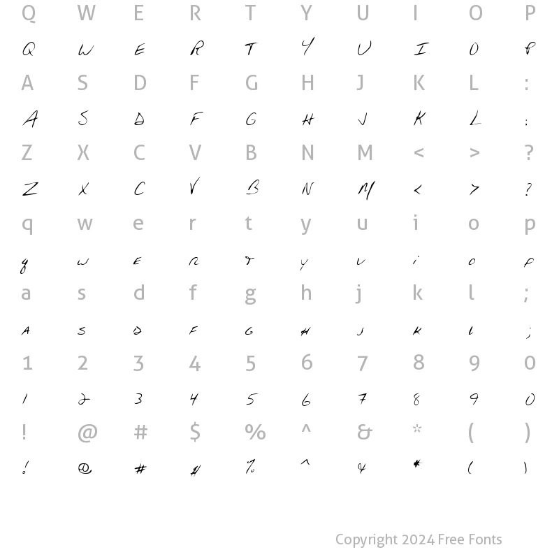 Character Map of HuntersHand Regular