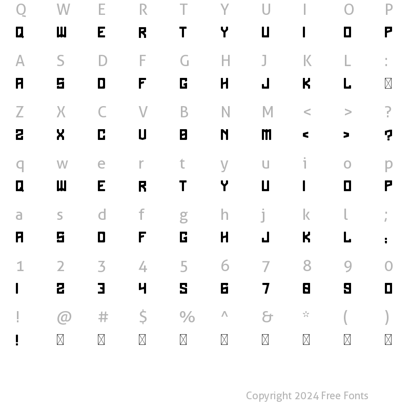 Character Map of Huriken Regular