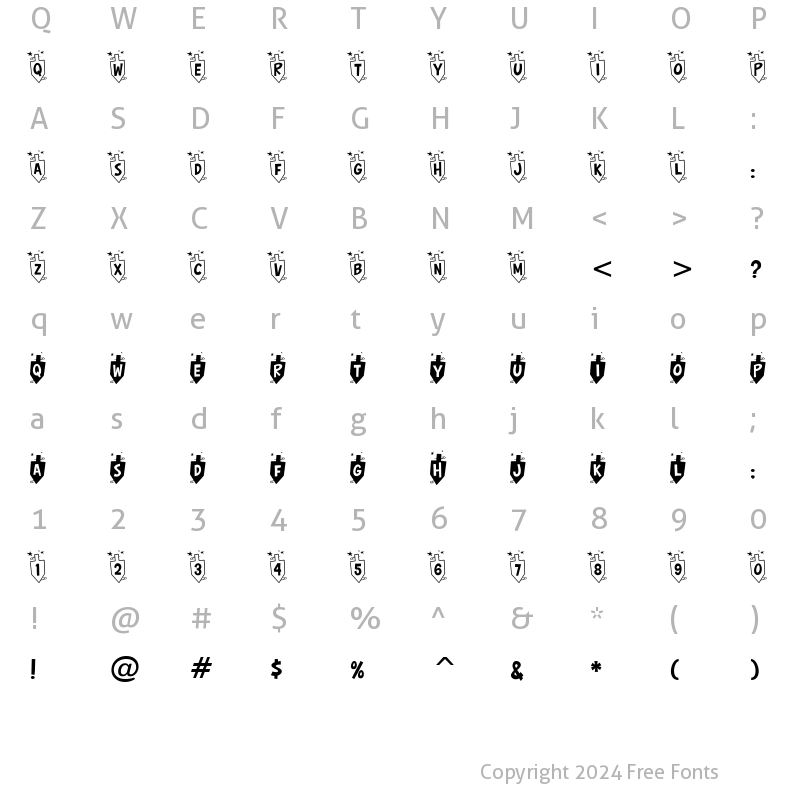 Character Map of Hurrah Dreidle BTN Regular