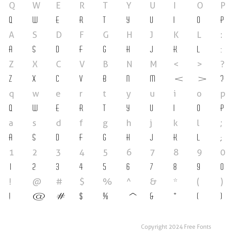 Character Map of Hustle Extended Normal