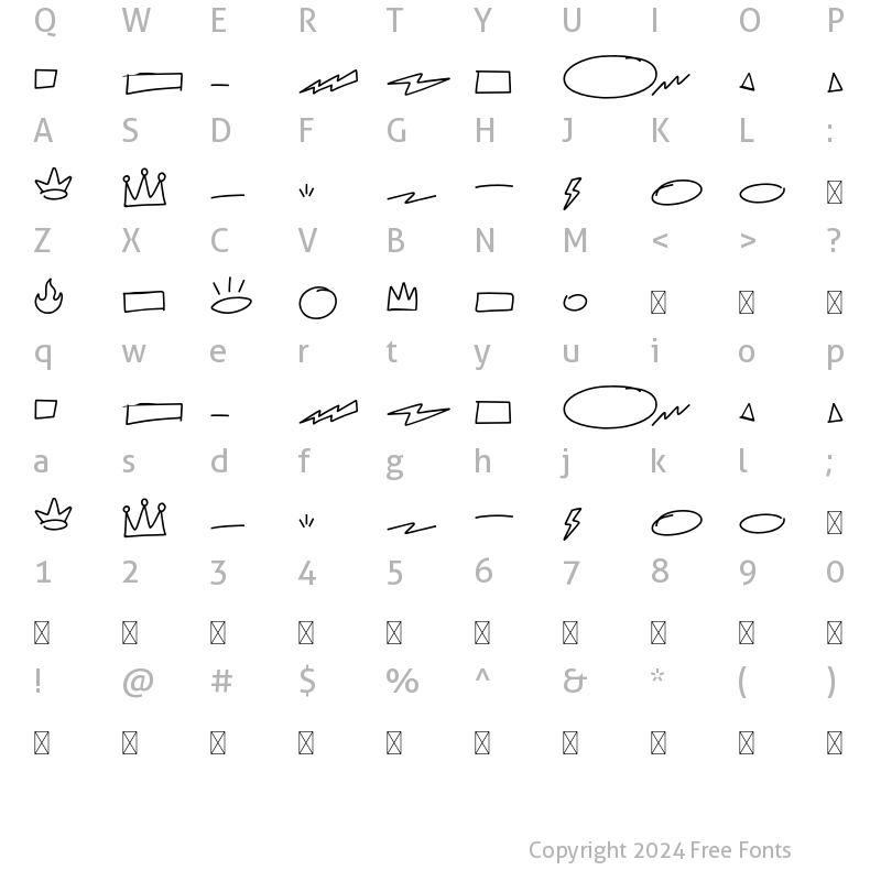 Character Map of Hustling Harder Dingbat