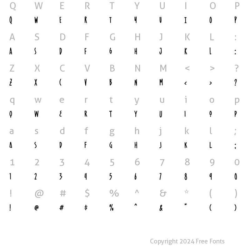 Character Map of Hustling Harder Regular