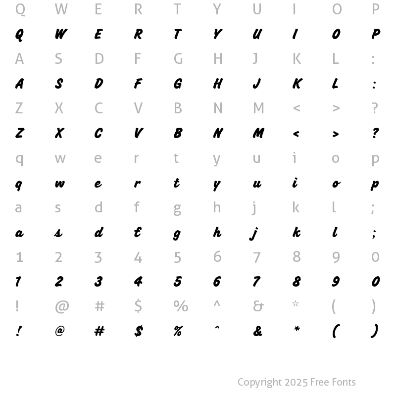 Character Map of Hutchinson Regular