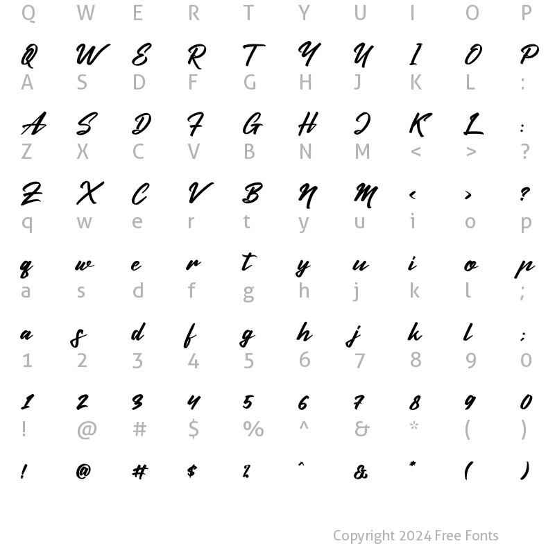 Character Map of Huttan Cerote Regular