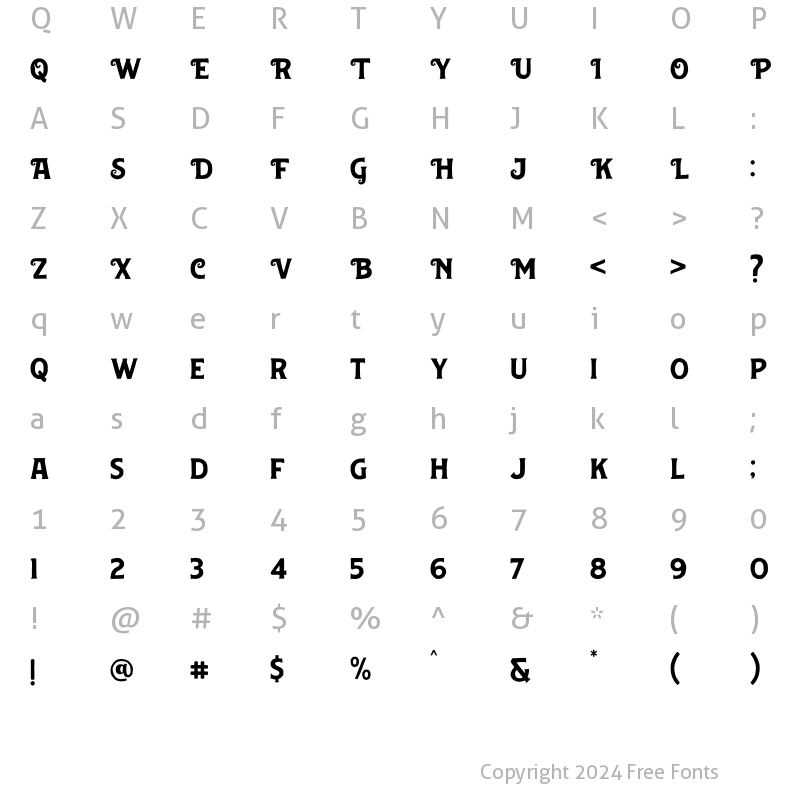 Character Map of Huvet Regular