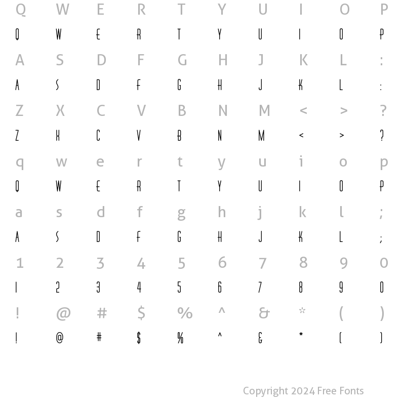 Character Map of HuxleyVertICG Alt Bold