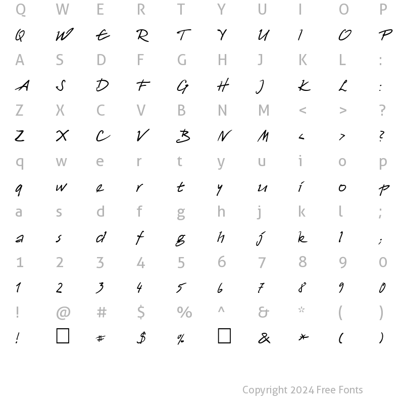 Character Map of HW Harico DB Normal